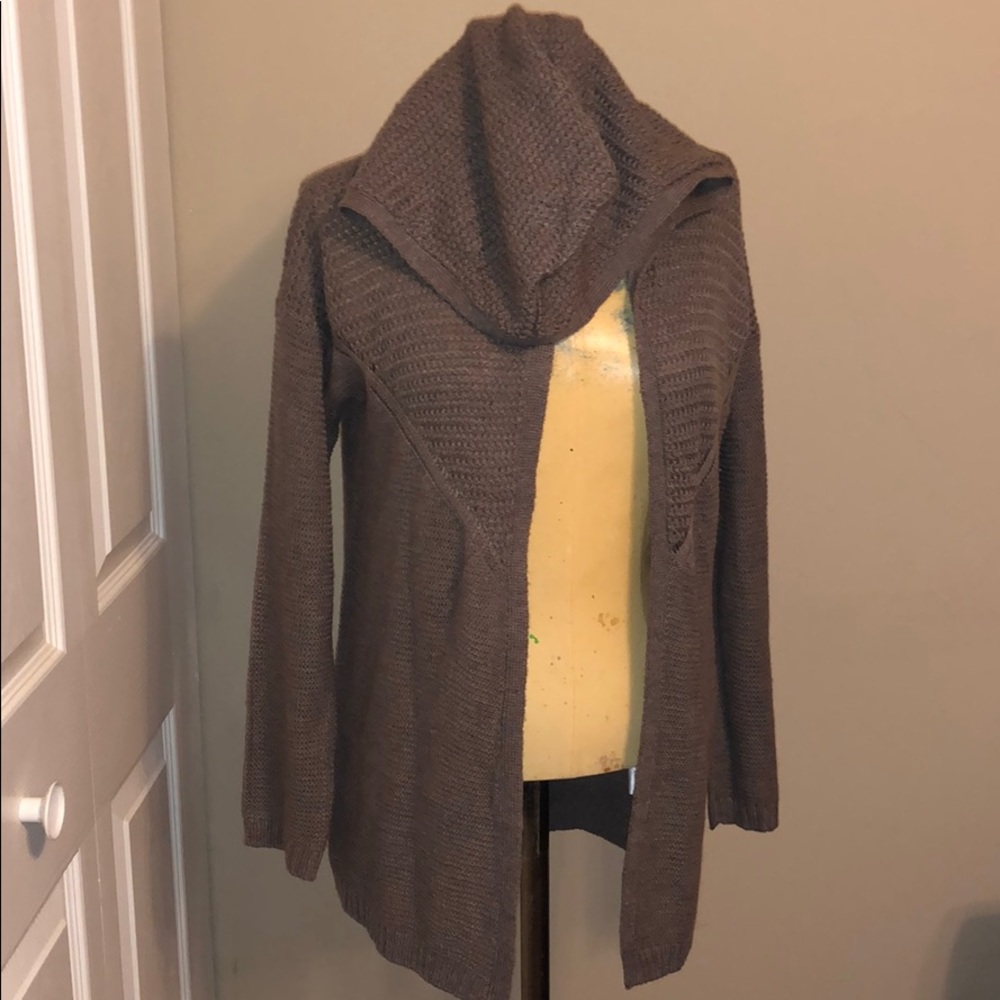 Women’s cardigan with a hood-Taupe color